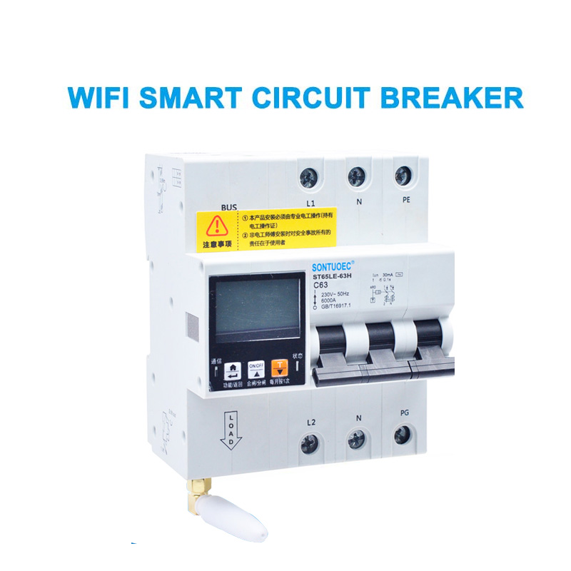 WiFi 4G Tuya ST65LE-63H Series Multi Virk RCBO greindur rafrás